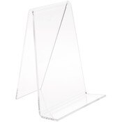 Plymor Clear Acrylic Book Easel with 1.375" Flat Ledge, 4.75" W x 4.75" D x 6" H
