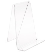 Plymor Clear Acrylic Book Easel with 1.375" Flat Ledge, 4.75" W x 4.75" D x 6" H
