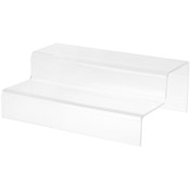 Plymor Clear Acrylic 2-Step Solid Back Display Stairs, 3.125" H x 9" W x 6.25" D