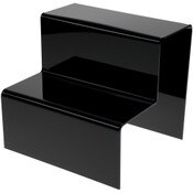 Plymor Black Acrylic 2-Step Solid Back Display Stairs, 8.125" H x 9" W x 8.25" D