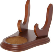 Bard's Elevated Saucer Walnut MDF Finish Cup & Saucer Stand, 4" H x 4.25" W x 6" D