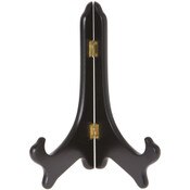 Bard's Hinged Black MDF Wood Plate Stand, 9" H x 7.25" W x 5" D (For 9" - 10.5" Plates)