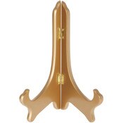 Bard's Hinged Gold-toned MDF Wood Plate Stand, 9" H x 7.25" W x 5" D (For 9" - 10.5" Plates)