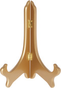Bard's Hinged Gold-toned MDF Wood Plate Stand, 9" H x 7.25" W x 5" D (For 9" - 10.5" Plates)