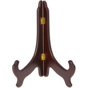 Bard's Hinged Dark Wood Plate Stand, 9" H x 7.25" W x 5" D (For 9" - 10.5" Plates)