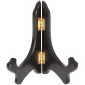 Bard's Hinged Black MDF Wood Plate Stand, 5" H x 5.75" W x 3.75" D (For 5" - 7.5" Plates)