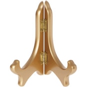 Bard's Hinged Gold-toned MDF Wood Plate Stand, 5" H x 5.75" W x 3.75" D (For 5" - 7.5" Plates)