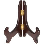 Bard's Hinged Dark Wood Plate Stand, 5" H x 5.75" W x 3.75" D (For 5" - 7.5" Plates)