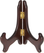 Bard's Hinged Dark Wood Plate Stand, 5" H x 5.75" W x 3.75" D (For 5" - 7.5" Plates)
