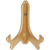 Bard's Hinged Gold-toned MDF Wood Plate Stand, 7" H x 6" W x 4.25" D (7" - 9" Plates)
