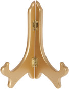 Bard's Hinged Gold-toned Wood Plate Stand, 7" H x 7" W x 4" D (For 7" - 8.5" Plates)