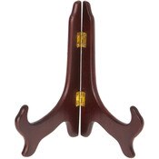 Bard's Hinged Dark Wood Plate Stand, 7" H x 6" W x 4.25" D (7" - 9" Plates)