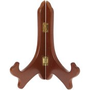 Bard's Hinged Walnut MDF Wood Plate Stand, 7" H x 6" W x 4.25" D (7" - 9" Plates)