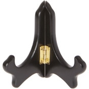 Bard's Hinged Black MDF Wood Plate Stand, 4" H x 5" W x 3" D (For 3.5" - 5" Plates)