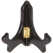 Bard's Hinged Black MDF Wood Plate Stand, 4" H x 5" W x 3" D (For 3.5" - 5" Plates)