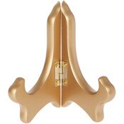 Bard's Hinged Gold-toned MDF Wood Plate Stand, 4" H x 5" W x 3" D (For 3.5" - 5" Plates)
