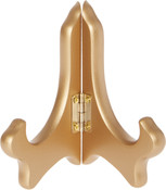 Bard's Hinged Gold-toned MDF Wood Plate Stand, 4" H x 5" W x 3" D (For 3.5" - 5" Plates)
