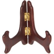 Bard's Hinged Dark Wood Plate Stand, 4" H x 5" W x 3" D (For 3.5" - 5" Plates)