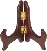 Bard's Hinged Dark Wood Plate Stand, 4" H x 4.5" W x 3" D (For 3.5" - 5" Plates)