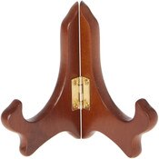 Bard's Hinged Walnut MDF Wood Plate Stand, 4" H x 5" W x 3" D (For 3.5" - 5" Plates)