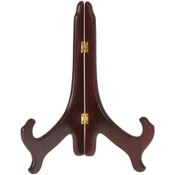 Bard's Hinged Dark Wood Plate Stand, 11" H x 8.5" W x 6" D (For 10" - 14" Plates)