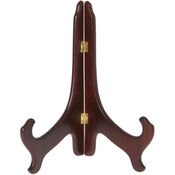 Bard's Hinged Dark Wood Plate Stand, 11" H x 8.5" W x 6" D (For 10" - 14" Plates)