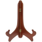 Bard's Hinged Walnut MDF Wood Plate Stand, 11" H x 8.5" W x 6" D (For 10" - 14" Plates)