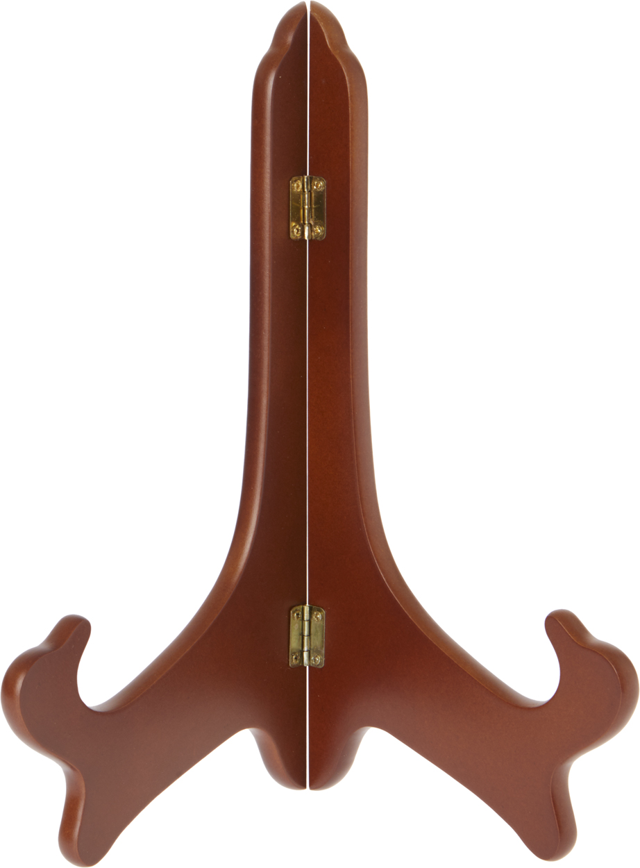 Bard's Hinged Walnut MDF Wood Plate Stand, 11" H x 8.5" W x 6" D (For 10" - 14" Plates)