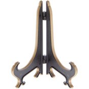 Bard's Hinged Black and Gold Plastic Plate Stand, 5" H x 4" W x 3.5" D (For 5" - 7.5" Plates)