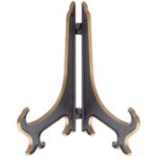 Bard's Hinged Black and Gold Plastic Plate Stand, 7" H x 5.5" W x 4.5" D (For 7" - 8.5" Plates)