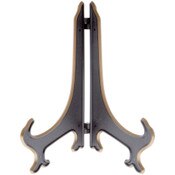 Bard's Hinged Black and Gold Plastic Plate Stand, 9" H x 7" W x 6" D (For 9" - 10.5" Plates)