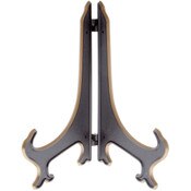 Bard's Hinged Black and Gold Plastic Plate Stand, 9" H x 7" W x 6" D (For 9" - 10.5" Plates)