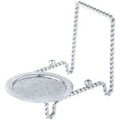 Bard's Ornate Twisted Silver Cup and Saucer Stand, 3" H x 2.75" W x 4" D
