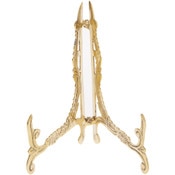 Bard's Ornate Hinged Antique Brass Plate Stand, 7.5" H x 5" W x 5.5" D (For 5" - 10" Plates)