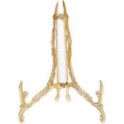 Bard's Ornate Hinged Antique Brass Plate Stand, 7.5" H x 5" W x 5.5" D (For 5" - 10" Plates)