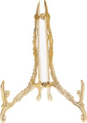 Bard's Ornate Hinged Antique Brass Plate Stand, 7.5" H x 5" W x 5.5" D (For 5" - 10" Plates)