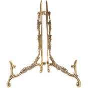 Bard's Ornate Hinged Antique Brass Plate Stand, 9.5" H x 8" W x 7" D (For 6" - 12" Plates)