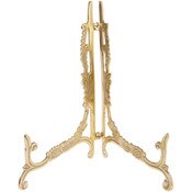 Bard's Ornate Hinged Brass Plate Stand, 9.5" H x 8" W x 7" D (For 6" - 12" Plates)