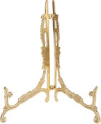 Bard's Ornate Hinged Brass Plate Stand, 9.5" H x 8" W x 7" D (For 6" - 12" Plates)