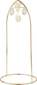 Arched Gold-toned Ornament Stand, Medium scroll, 13" H x 6" W x 6" D
