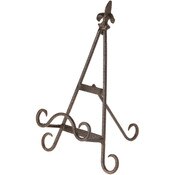 Bard's Antique Gold-toned Wrought Iron Easel, Fleur de Lis, 11" H x 7.75" W x 8.5" D (For 7.5" - 11.5" Plates)