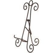 Bard's Scroll Antique Gold-toned Collapsible Easel Stand, 15" H x 9" W x 8.5" D (For 10" - 11.5" Plates)