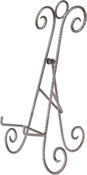 Bard's Scroll Antique Silver-toned Collapsible Easel Stand, 14" H x 9" W x 8" D (For 2" Deep Plates)