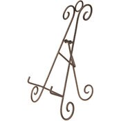 Bard's Scroll Antique Gold-toned Collapsible Easel Stand, 15" H x 11.5" W x 8.5" D (For 11" - 11.5" Plates)