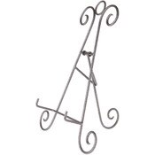Bard's Scroll Antique Silver Collapsible Easel Stand, 15" H x 11.5" W x 8.5" D (For 11" - 11.5" Plates)