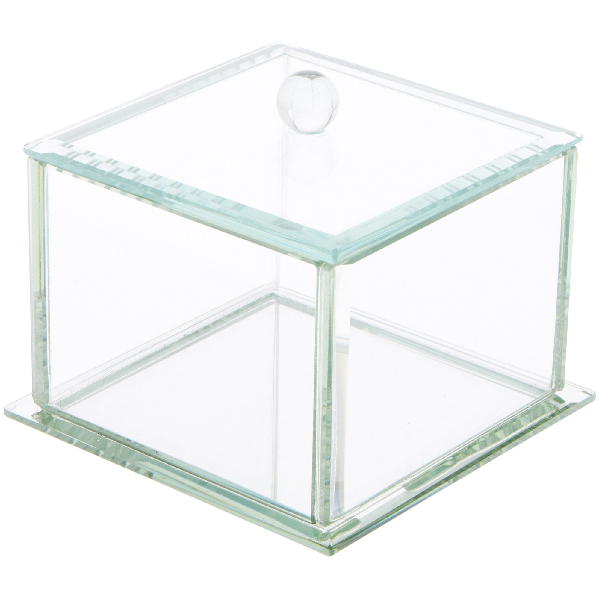 Bard's Clear Beveled Glass Display Box for Jewelry or Keepsakes, 5" W x 5" D x 4.75" H