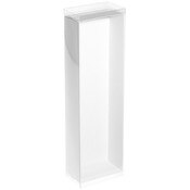 DollSafe Clear Folding Display Box with White Liners and Black Elastic Stabilizers for 11-12.5 inch Dolls and Action Figures, 4" x 2.25" x 13"