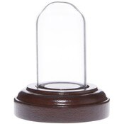 Glass Dome with Dark Mahogany Veneer Base - 1" x 2"