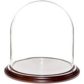 Glass Dome with Dark Mahogany Veneer Base - 9.75" x 10"