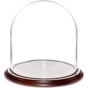 Glass Dome with Dark Mahogany Veneer Base - 9.75" x 10"